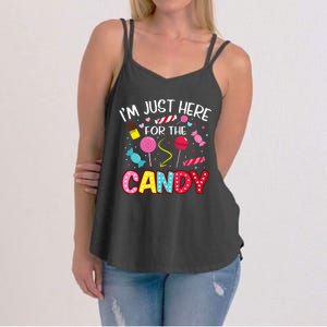 Im Just Here For The Candy Halloween Cute Lollipop Sweets Women's Strappy Tank