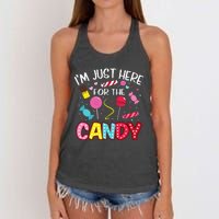 Im Just Here For The Candy Halloween Cute Lollipop Sweets Women's Knotted Racerback Tank