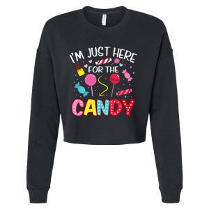 Im Just Here For The Candy Halloween Cute Lollipop Sweets Cropped Pullover Crew