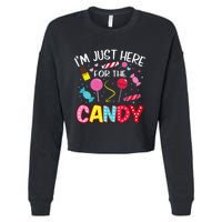 Im Just Here For The Candy Halloween Cute Lollipop Sweets Cropped Pullover Crew