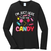 Im Just Here For The Candy Halloween Cute Lollipop Sweets Ladies Long Sleeve Shirt