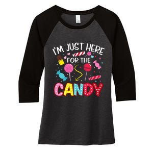 Im Just Here For The Candy Halloween Cute Lollipop Sweets Women's Tri-Blend 3/4-Sleeve Raglan Shirt