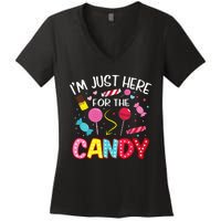 Im Just Here For The Candy Halloween Cute Lollipop Sweets Women's V-Neck T-Shirt