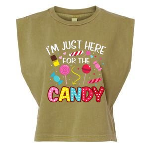 Im Just Here For The Candy Halloween Cute Lollipop Sweets Garment-Dyed Women's Muscle Tee