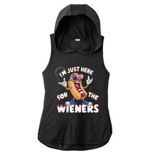 IM Just Here For The Weiners 4th Of July Patriotic Ladies PosiCharge Tri-Blend Wicking Draft Hoodie Tank