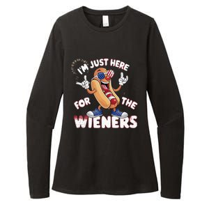 IM Just Here For The Weiners 4th Of July Patriotic Womens CVC Long Sleeve Shirt