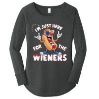 IM Just Here For The Weiners 4th Of July Patriotic Women's Perfect Tri Tunic Long Sleeve Shirt