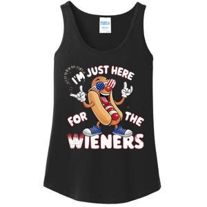 IM Just Here For The Weiners 4th Of July Patriotic Ladies Essential Tank