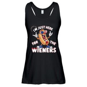 IM Just Here For The Weiners 4th Of July Patriotic Ladies Essential Flowy Tank