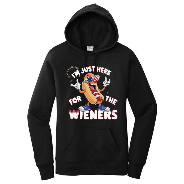 IM Just Here For The Weiners 4th Of July Patriotic Women's Pullover Hoodie