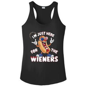 IM Just Here For The Weiners 4th Of July Patriotic Ladies PosiCharge Competitor Racerback Tank