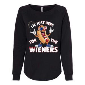 IM Just Here For The Weiners 4th Of July Patriotic Womens California Wash Sweatshirt