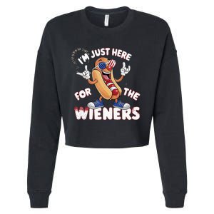 IM Just Here For The Weiners 4th Of July Patriotic Cropped Pullover Crew