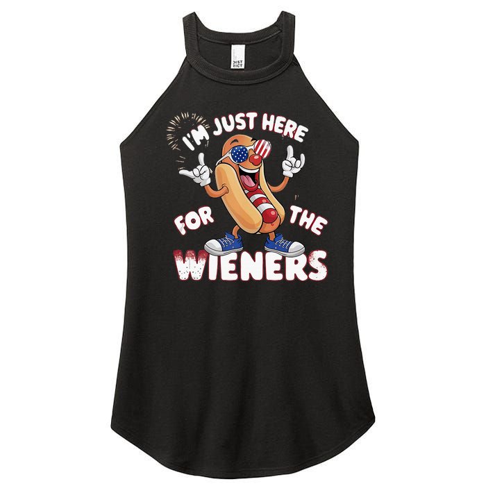 IM Just Here For The Weiners 4th Of July Patriotic Women's Perfect Tri Rocker Tank