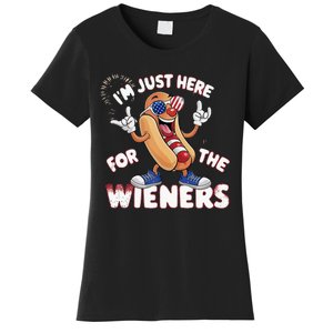 IM Just Here For The Weiners 4th Of July Patriotic Women's T-Shirt