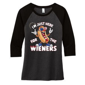 IM Just Here For The Weiners 4th Of July Patriotic Women's Tri-Blend 3/4-Sleeve Raglan Shirt