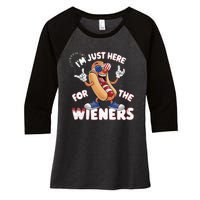 IM Just Here For The Weiners 4th Of July Patriotic Women's Tri-Blend 3/4-Sleeve Raglan Shirt