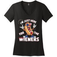 IM Just Here For The Weiners 4th Of July Patriotic Women's V-Neck T-Shirt