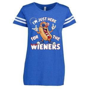 IM Just Here For The Weiners 4th Of July Patriotic Enza Ladies Jersey Football T-Shirt