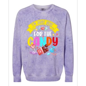 IM Just Here For The Candy Funny Halloween Food Humor Colorblast Crewneck Sweatshirt