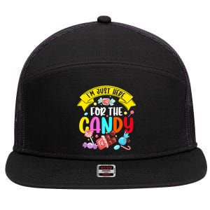 IM Just Here For The Candy Funny Halloween Food Humor 7 Panel Mesh Trucker Snapback Hat