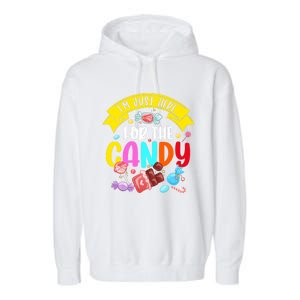 IM Just Here For The Candy Funny Halloween Food Humor Garment-Dyed Fleece Hoodie