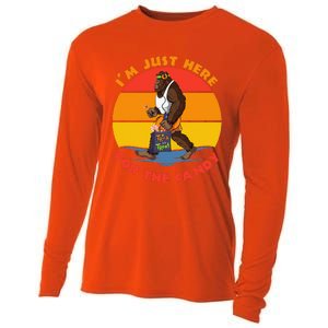 Im Just Here For The Candy Funny Bigfoot Halloween Costume Cooling Performance Long Sleeve Crew