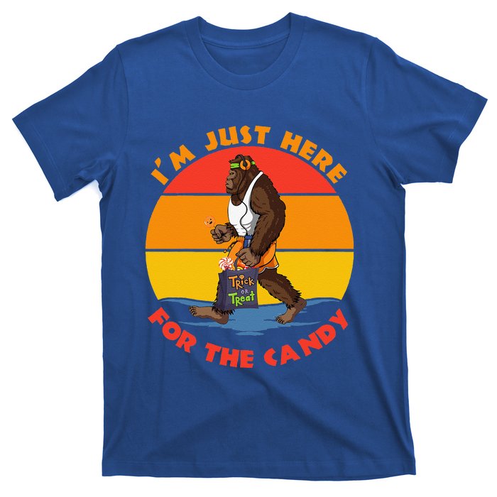 Im Just Here For The Candy Funny Bigfoot Halloween Costume T-Shirt