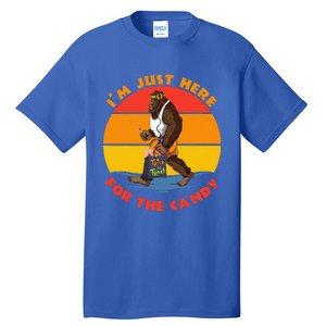 Im Just Here For The Candy Funny Bigfoot Halloween Costume Tall T-Shirt