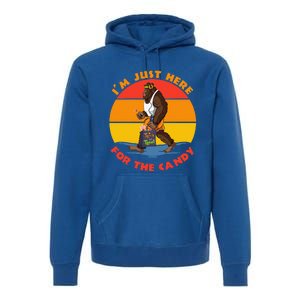 Im Just Here For The Candy Funny Bigfoot Halloween Costume Premium Hoodie