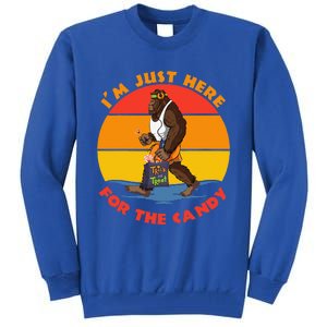 Im Just Here For The Candy Funny Bigfoot Halloween Costume Tall Sweatshirt