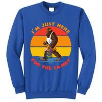 Im Just Here For The Candy Funny Bigfoot Halloween Costume Tall Sweatshirt