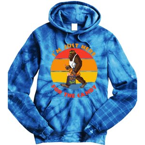 Im Just Here For The Candy Funny Bigfoot Halloween Costume Tie Dye Hoodie