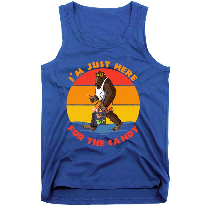 Im Just Here For The Candy Funny Bigfoot Halloween Costume Tank Top