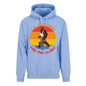 Im Just Here For The Candy Funny Bigfoot Halloween Costume Unisex Surf Hoodie