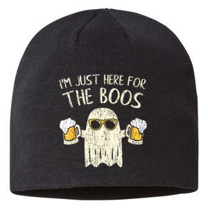 Im Just Here For The Boos Funny Gift Halloween Ghost Sustainable Beanie