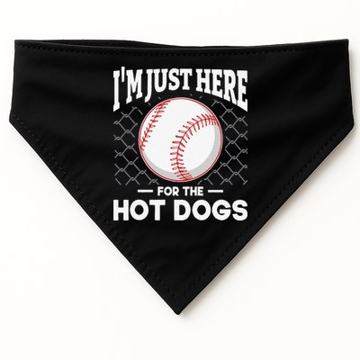 I'm Just Here For The Hot Dogs Summer Baseball Game Hotdog USA-Made Doggie Bandana
