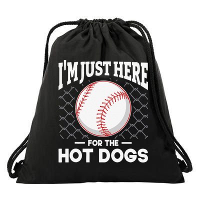 I'm Just Here For The Hot Dogs Summer Baseball Game Hotdog Drawstring Bag
