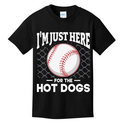 I'm Just Here For The Hot Dogs Summer Baseball Game Hotdog Kids T-Shirt