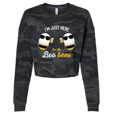 I'm Just Here For The Boo Bees Halloween Ghost Gift Cropped Pullover Crew