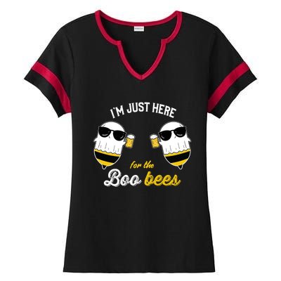 I'm Just Here For The Boo Bees Halloween Ghost Gift Ladies Halftime Notch Neck Tee