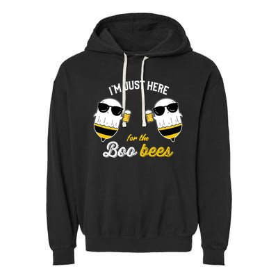I'm Just Here For The Boo Bees Halloween Ghost Gift Garment-Dyed Fleece Hoodie