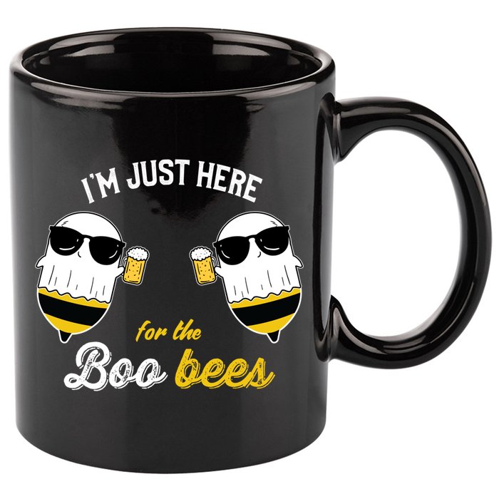 I'm Just Here For The Boo Bees Halloween Ghost Gift 11oz C Handle Ceramic Mug