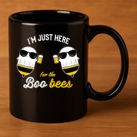 I'm Just Here For The Boo Bees Halloween Ghost Gift 11oz C Handle Ceramic Mug