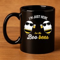 I'm Just Here For The Boo Bees Halloween Ghost Gift 11oz C Handle Ceramic Mug
