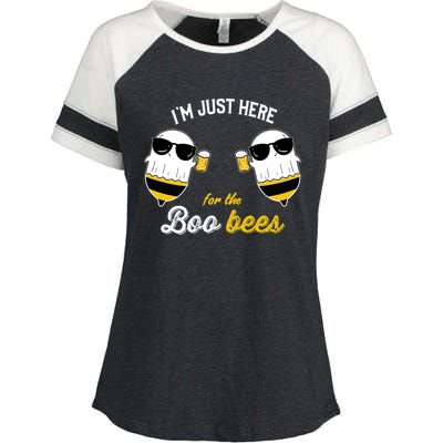 I'm Just Here For The Boo Bees Halloween Ghost Gift Enza Ladies Jersey Colorblock Tee