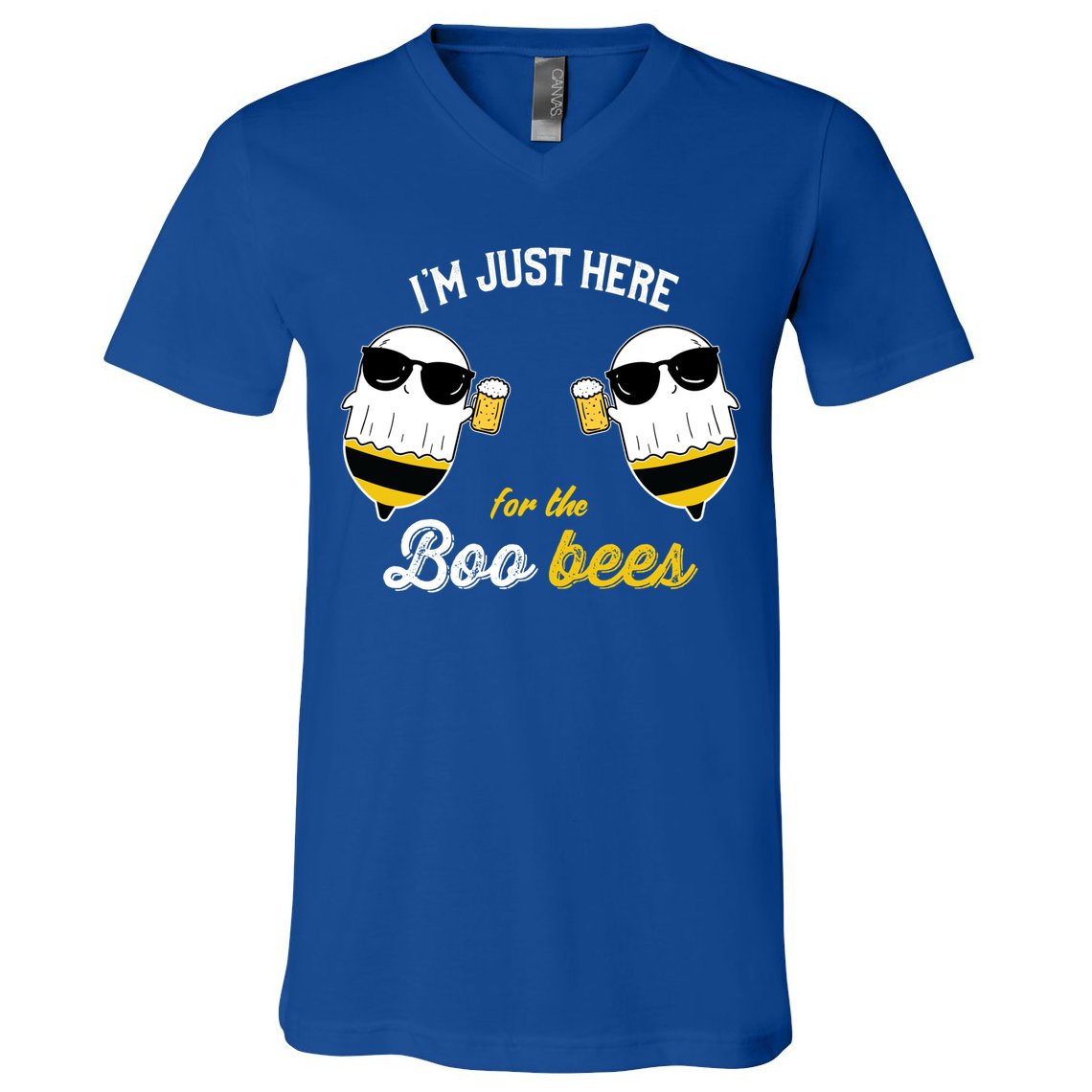 I'm Just Here For The Boo Bees Halloween Ghost Gift V-Neck T-Shirt