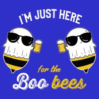 I'm Just Here For The Boo Bees Halloween Ghost Gift Button