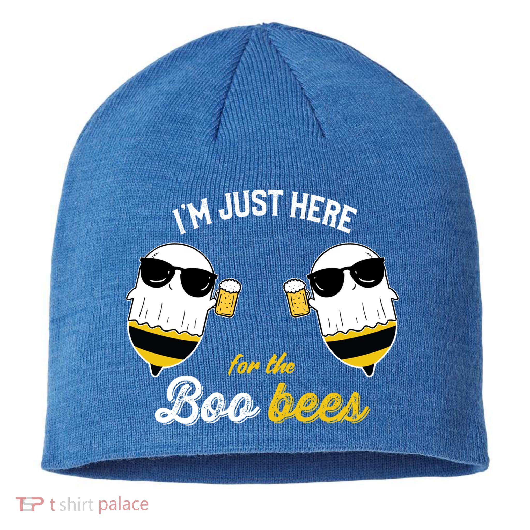 I'm Just Here For The Boo Bees Halloween Ghost Gift Sustainable Beanie