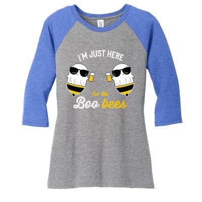 I'm Just Here For The Boo Bees Halloween Ghost Gift Women's Tri-Blend 3/4-Sleeve Raglan Shirt